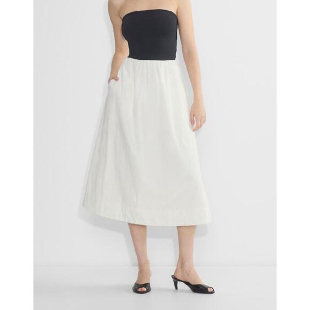 Babaton Fluid Poplin Dress Fit-and-flare cotton poplin midi dress Contour bodice